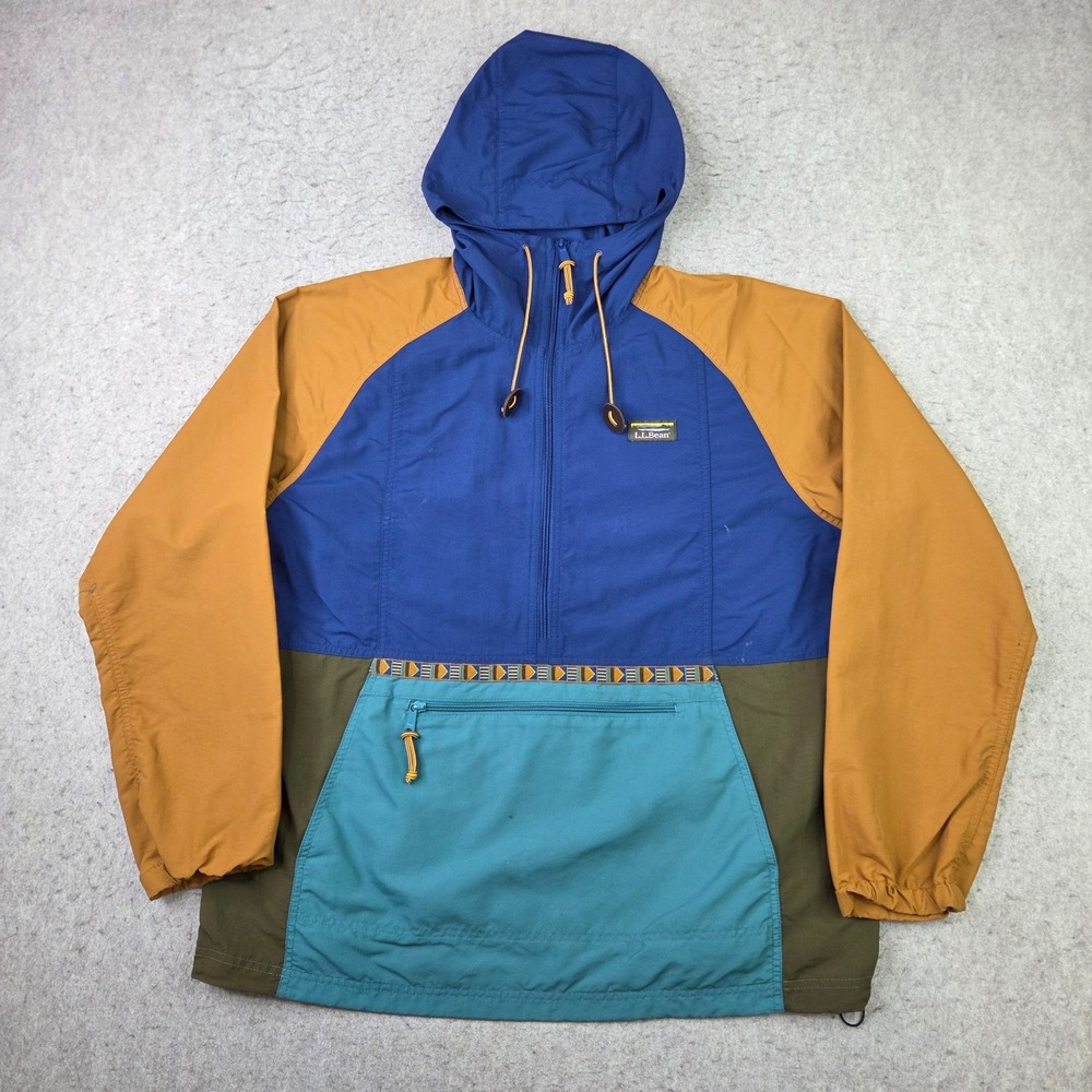 ✨LL Bean Mountain Anorak Jacket Men's L Classic Aztec 1/2 Zip Pullover Hooded